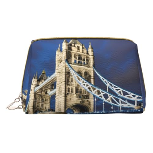 Make-up-Tasche mit Aufdruck "Tower Bridge in London", Leder, Reißverschluss, Kosmetiktasche, Reise-Organizer, Kulturbeutel, Weiss/opulenter Garten, Einheitsgröße von Longzehao