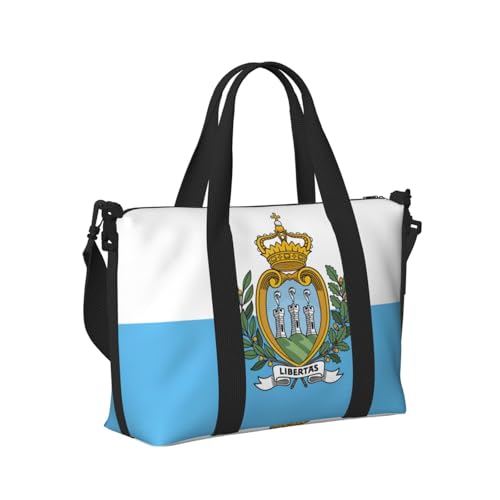 Reisetasche mit Flagge von San Marino, Handheld-Schultertasche, Wochenendtasche, Übernachtungstasche für Yoga, Fitnessstudio, Reisen Reisetasche mit Flagge von San Marino, Handheld-Schultertasche, Wochenendtasche, Übernachtungstasche für Yoga, Fitnessstudio, Reisen von Longzehao
