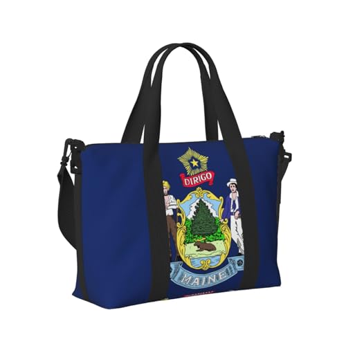 Reisetasche mit Maine State Flagge, Handheld-Schultertasche, Wochenendtasche, Übernachtungstasche für Yoga, Fitnessstudio, Reisen Reisetasche mit Maine State Flagge, Handheld-Schultertasche, Wochenendtasche, Übernachtungstasche für Yoga, Fitnessstudio, Reisen von Longzehao