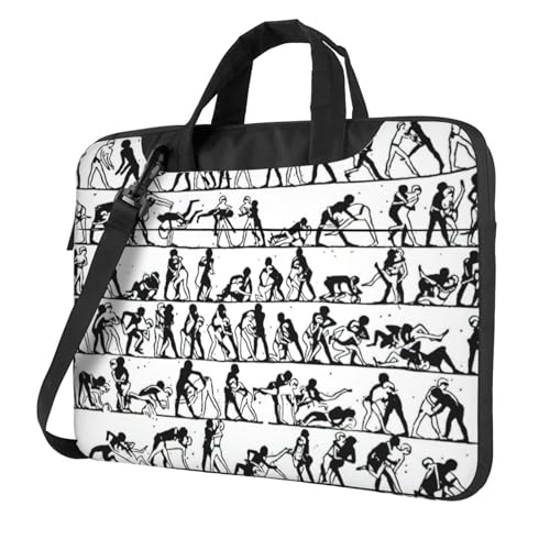 Wrestlers Sport-Laptop-Tasche, tragbar, mit einer Schultertasche, kompatibel mit 13-15,6 Zoll (33 - 39,6 cm), Schwarz, 15.6 inch von Longzehao