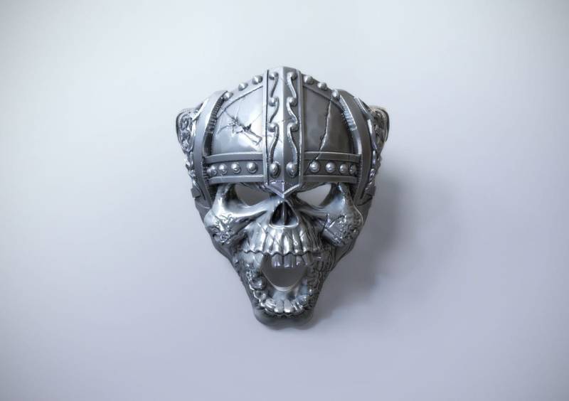 Bjorn Viking Schädel Ring 10K/14K/18K Weiß, Gelb, Rose, Grün Gold, Vergoldet & Silber Skelett Krieger Biker Punk Gothic Männer Daumen von LoniDesignGroup