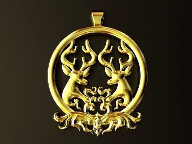 Doppel-Bock-Anhänger 10 K/14 K/18 K Weiß, Gelb, Rose, Grün Gold, Vergoldet & Silber Tier Jäger Hirsch Halskette Charme Geschenk von LoniDesignGroup