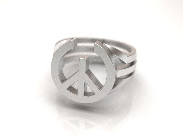 Freie Liebe Frieden Ring 10K/14K/18K Weiß, Gelb, Rose, Grün Gold, Vergoldet & Silber Symbol Mutter Erde Hippie Protest Herz Geschenk von LoniDesignGroup