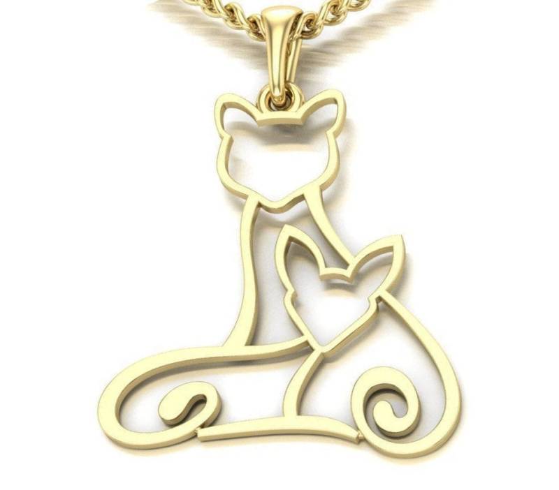 Fuchs Und Vixen Anhänger 10K/14K/18K Weiß, Gelb, Rose, Grün Gold, Vergoldet & Silber Tier Haustier Katze Männer Frauen Charm Halskette Geschenk von LoniDesignGroup