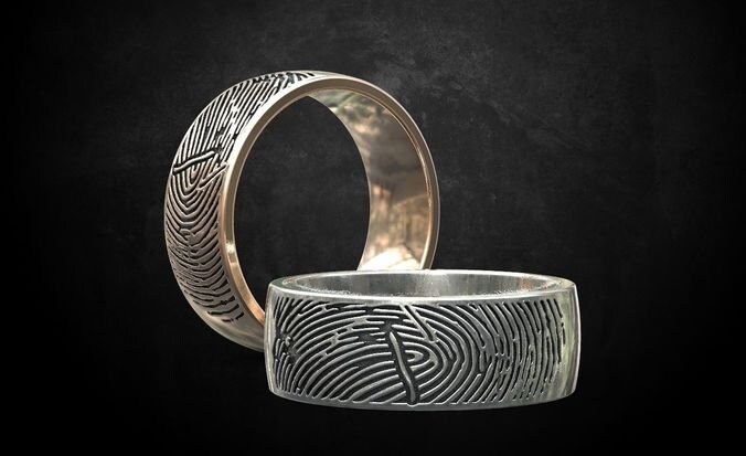 Iafis Fingerabdruck Ring 10K/14K/18K Weiß, Gelb, Rose, Grün Gold, Vergoldet & Silber Dna Hand Identität Polizei Cop Männer Frauen Daumen von LoniDesignGroup