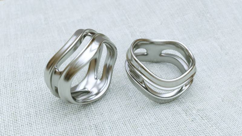 Kooning Abstrakte Ring 10K/14K/18K Weiß, Gelb, Rose Grün Gold, Vergoldet & Silber Verdreht Gebogen Unvollkommen Einzigartige Männer Frauen Daumen von LoniDesignGroup