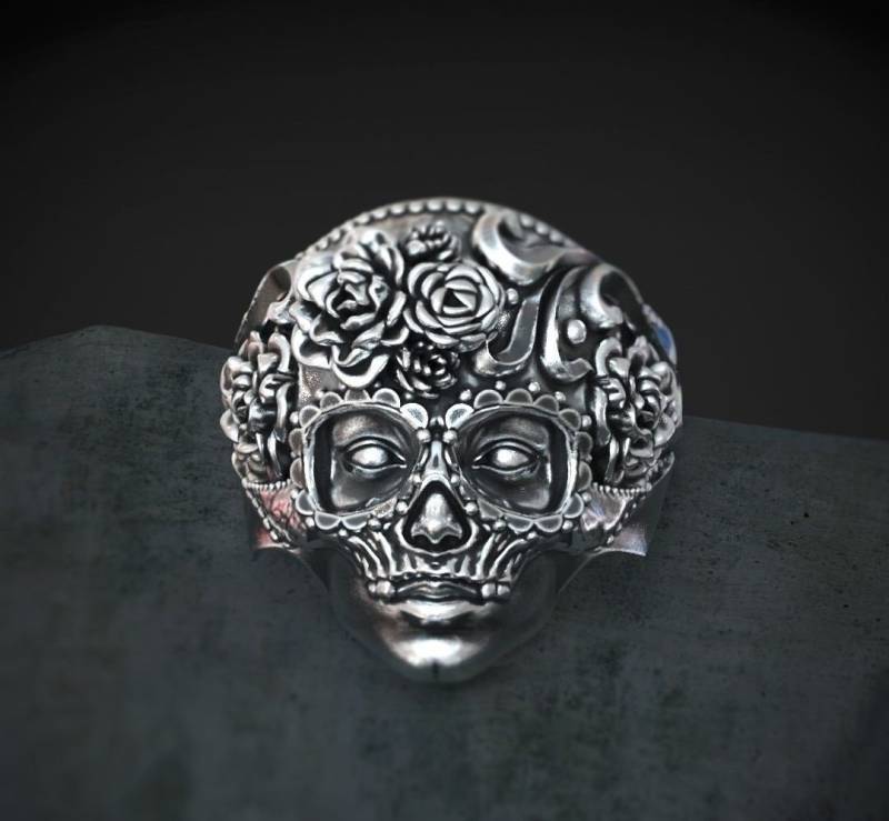 Maskerade Ring 10K/14K/18K Weiß, Gelb, Rose, Grün Gold, Vergoldet & Silber Maske Phantom Kostüm Schädel Gothic Frauen Männer Daumen Geschenk von LoniDesignGroup