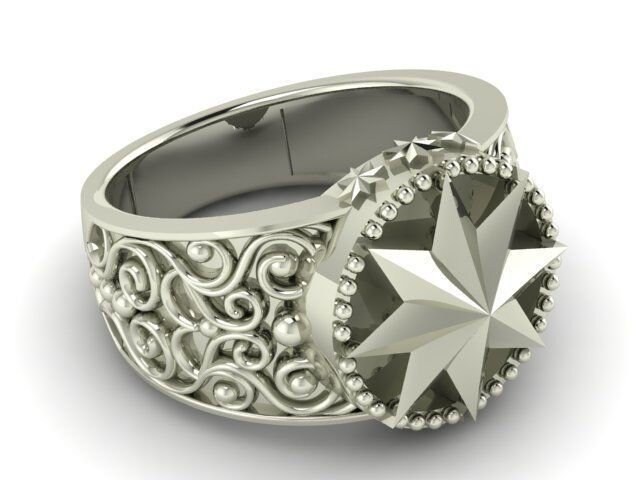 Neun Punkt Stern Ring 10K/14K/18K Weiß, Gelb, Rose, Grün Gold, Vergoldet & Silber Boten Gottes Ringstein Männer Symbol Geschenk Daumen von LoniDesignGroup