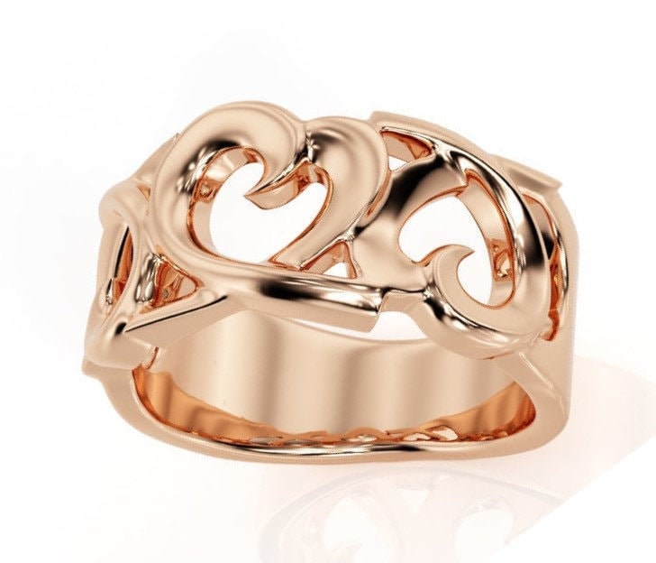Nina Herz Ring 10 K/14K/18K Weiß, Gelb, Rose, Grüngold, Vergoldet & Silber Liebe Freundschaft Frau Mädchen Daumen Rosa Geschenk von LoniDesignGroup