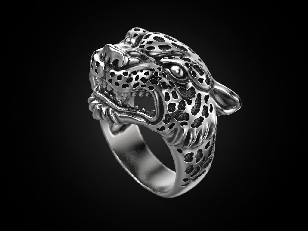 Sabor Leopard Ring 10K/14K/18K Weiß, Gelb, Rose, Grün Gold, Vergoldet & Silber Tier Gepard Dschungel Hunter Biker Männer Daumen Geschenk von LoniDesignGroup