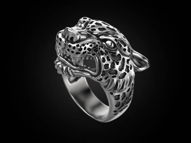 Sabor Leopard Ring 10K/14K/18K Weiß, Gelb, Rose, Grün Gold, Vergoldet & Silber Tier Gepard Dschungel Hunter Biker Männer Daumen Geschenk von LoniDesignGroup
