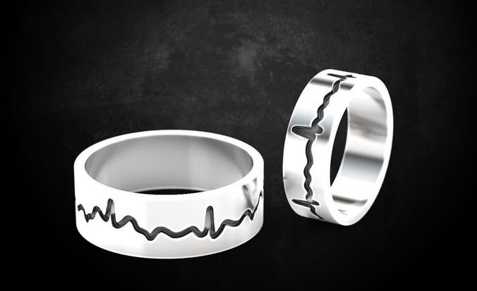 Überprüfen Sie Ihre Puls Ring 10K/14K/18K Weiß, Gelbe Rose Grün Gold, Vergoldet & Silber Heartbeat Wave Beat Sound Daumen Band Männer Frauen Geschenk von LoniDesignGroup