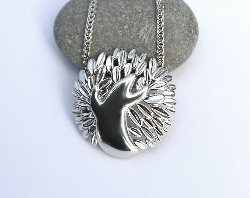 Windige Baum Anhänger 10K/14K/18K Weiß, Gelb, Rose, Grün Gold, Vergoldet & Silber Natur Zweig Blatt Blätter Frauen Charm Halskette Geschenk von LoniDesignGroup