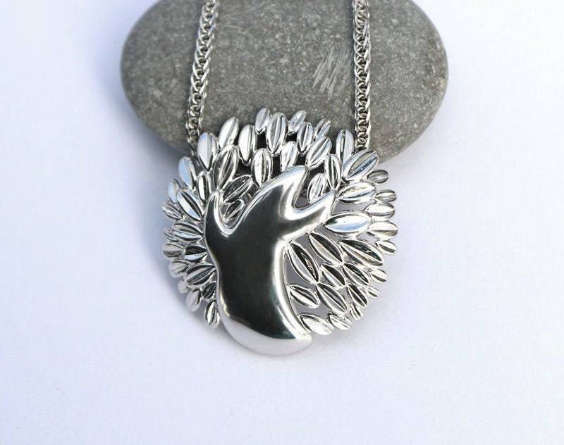 Windige Baum Anhänger 10K/14K/18K Weiß, Gelb, Rose, Grün Gold, Vergoldet & Silber Natur Zweig Blatt Blätter Frauen Charm Halskette Geschenk von LoniDesignGroup