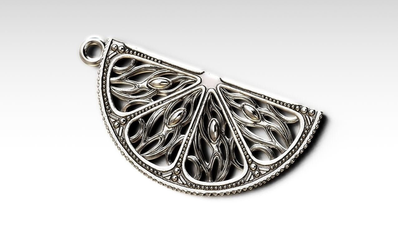 Zitrusfrüchte Anhänger 10K/14K/18K Weiß, Gelb, Rose, Grüngold, Vergoldet & Silber Zitrone Orange Lime Grapefruit Essen Charm Halskette von LoniDesignGroup