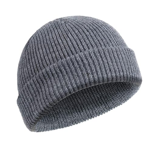 Lonnalee Beanie, Herren Mütze, Baseballmütze, Trawler Watch Cap, Schädelhut mit Revers, Fischermütze, Unisex (Wollgarne, grau) von Lonnalee