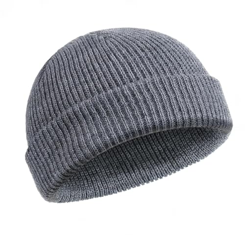 Lonnalee Trawler Watch Cap Hut Totenkopf Revers Unisex Winter Fischermütze kurz Herren, grau, Einheitsgröße von Lonnalee