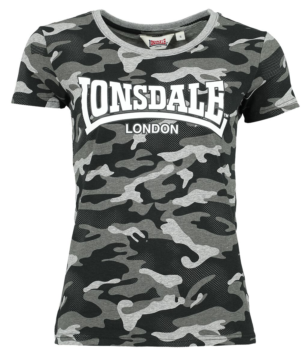 Lonsdale London - Camouflage/Flecktarn T-Shirt - SETTISCARTH - XS bis XXL - für Damen - Größe XS - graucamo von Lonsdale London