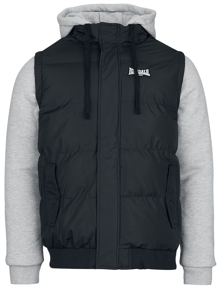 Lonsdale London Dowpot Collegejacke schwarz grau meliert in L von Lonsdale London
