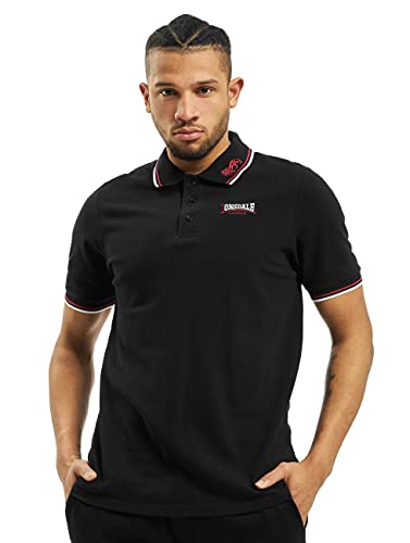 Lonsdale Herren Poloshirt schmale Passform Lion, Black/Dark Red/White XXXL, 110629 von Lonsdale