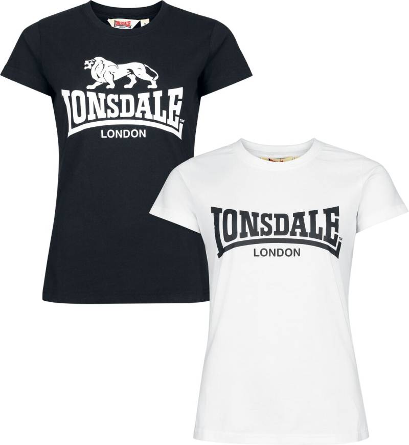Lonsdale London T-Shirt - COMBE DOUBLE PACK - XS bis XXL - für Damen - Größe L - schwarz von Lonsdale London