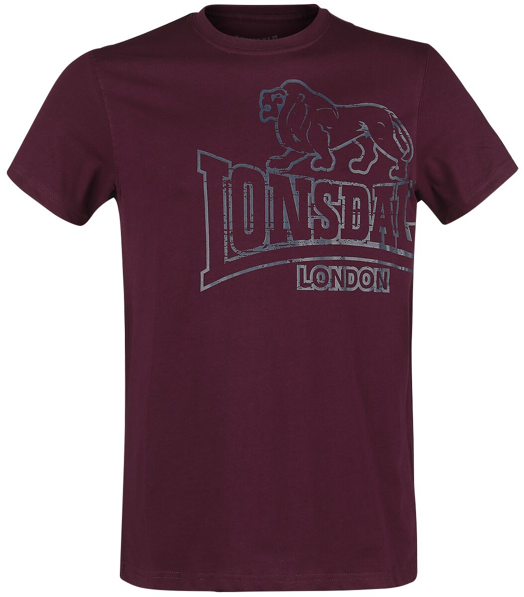 Lonsdale London T-Shirt - Langsett - S bis XXL - für Männer - Größe XXL - bordeaux von Lonsdale London