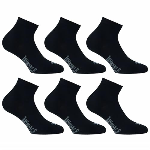 Lonsdale 6 Paar Quarter Socken - Leichter Stoff Gekämmte Baumwolle - Unisex (Schwarz, 39-42) von Lonsdale