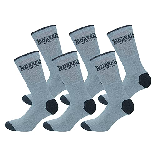 Lonsdale 6 Paar Tennis Socken, ausgezeichnete Baumwollqualität (Melange Grau, 39-42) von Lonsdale