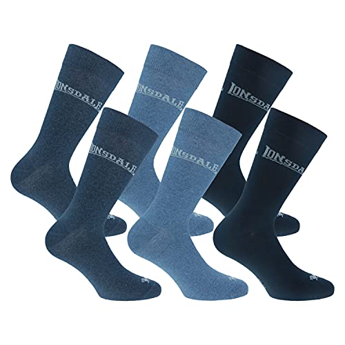Lonsdale 6 Paar kurze Socken, mittlere Wadenhöhe, ausgezeichnete Baumwollqualität (Blau, Jeans, Denim, 39-42) von Lonsdale