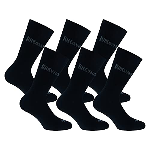 Lonsdale 6 Paar kurze Socken, mittlere Wadenhöhe, ausgezeichnete Baumwollqualität (Schwarz, 35-38) von Lonsdale