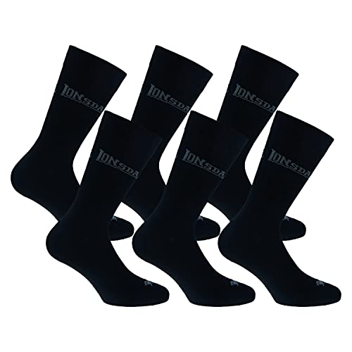Lonsdale 6 Paar kurze Socken, mittlere Wadenhöhe, ausgezeichnete Baumwollqualität (Schwarz, 43-46) von Lonsdale