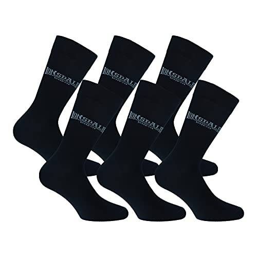 Lonsdale 6 Paar kurze Socken, mittlere Wadenhöhe, ausgezeichnete Qualität aus mercerisierter Baumwolle (Schwarz, 39-42) von Lonsdale