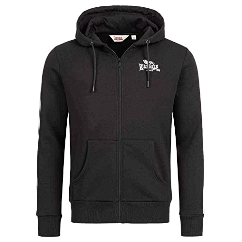 Lonsdale Herren Zip Hoodie Balnakeil, Farbe:Black/White, Größe:2XL von Lonsdale
