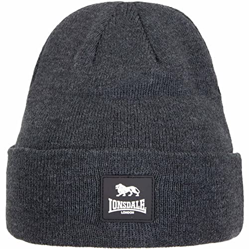 Lonsdale Cuff Rubber Badge Beanie Wintermütze (as3, Alpha, one_Size, Dark Grey, one Size) von Lonsdale