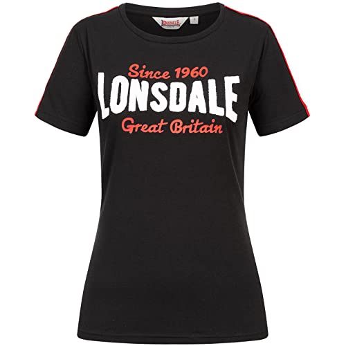 Lonsdale Damen Creggan T Shirt, Black/Red/White, M EU von Lonsdale