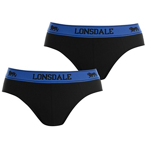 Lonsdale Herren 2 Paar Baumwollmischung Unterwaesche Slips Unterhose Weiss Schwarz Extra LGE von Lonsdale