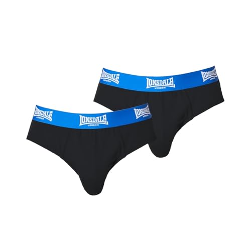 Lonsdale Herren 2 Paar Baumwollmischung Unterwaesche Slips Unterhose Weiss Schwarz Extra LGE von Lonsdale