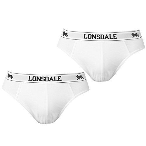 Lonsdale Herren 2 Paar Baumwollmischung Unterwaesche Slips Unterhose Weiss Weiss Extra LGE von Lonsdale