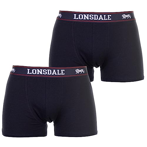 Lonsdale Herren 2 Paar Hipsters Trunk Boxer Shorts Unterhose Unterwaesche Blau Large von Lonsdale
