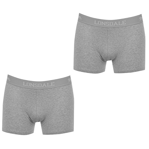 Lonsdale Herren 2 Paar Hipsters Trunk Boxer Shorts Unterhose Unterwaesche Grau Medium von Lonsdale