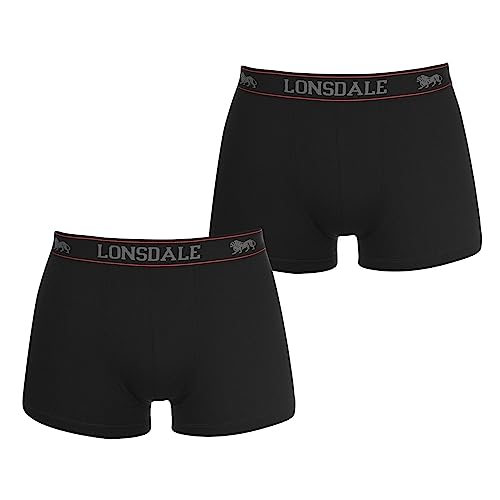 Lonsdale Herren 2 Paar Hipsters Trunk Boxer Shorts Unterhose Unterwaesche Schwarz Large von Lonsdale
