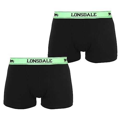 Lonsdale Herren 2 Paar Hipsters Trunk Boxer Shorts Unterhose Unterwaesche Schwarz Small von Lonsdale