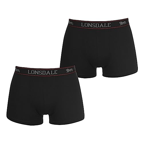 Lonsdale Herren 2 Paar Hipsters Trunk Boxer Shorts Unterhose Unterwaesche Schwarz Small von Lonsdale