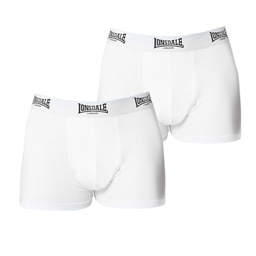 Lonsdale Herren 2 Paar Hipsters Trunk Boxer Shorts Unterhose Unterwaesche Weiss Small von Lonsdale