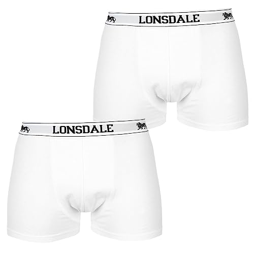 Lonsdale Herren 2 Paar Hipsters Trunk Boxer Shorts Unterhose Unterwaesche Weiss X Large von Lonsdale