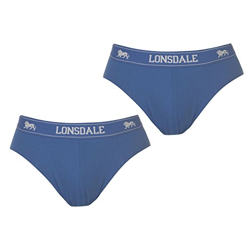 Lonsdale Herren 2Pk Brief Slip Unterhose Blau Medium von Lonsdale