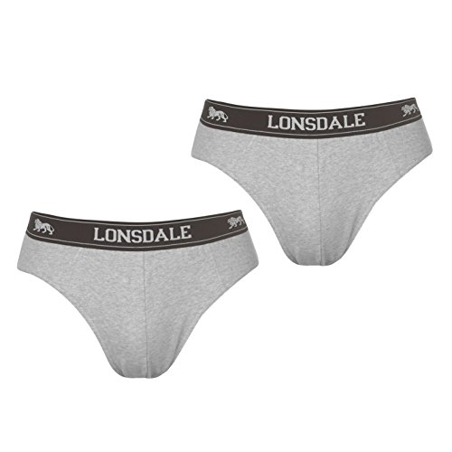 Lonsdale Herren 2Pk Brief Slip Unterhose Grau Large von Lonsdale