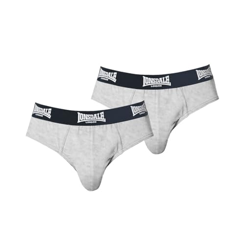 Lonsdale Herren 2Pk Brief Slip Unterhose Grau XL von Lonsdale