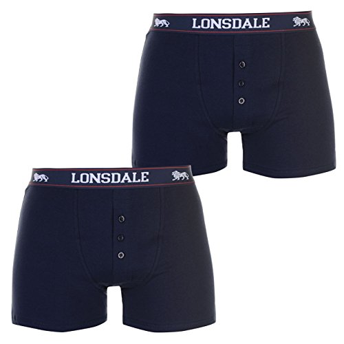 Lonsdale Herren Boxer Shorts Unterhose Unterwaesche 2 Paar Baumwollmischung Blau Small von Lonsdale