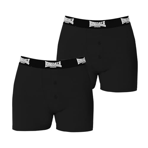 Lonsdale Herren Boxer Shorts Unterhose Unterwaesche 2 Paar Baumwollmischung Schwarz Medium von Lonsdale
